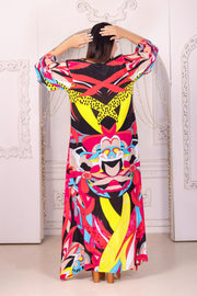 "Fluttering Elegance: Butterfly Print Silk Dress for Women"