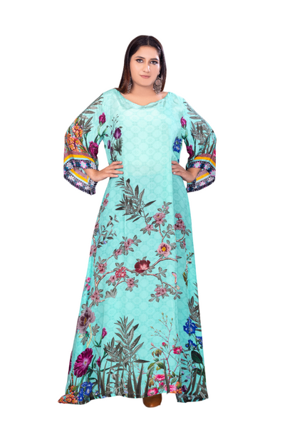 "Seaside Blossoms: Flower Print Silk Beachwear Dress for Women"